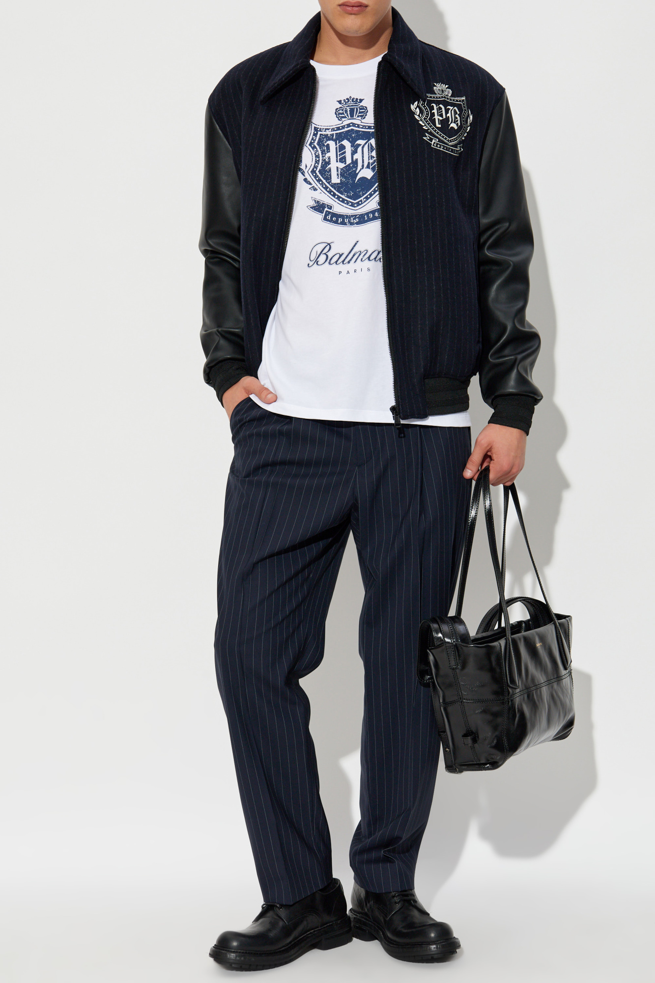 ジャケット・アウター BALMAN Balmain Jacket with leather sleeves | Men's | Vitkac